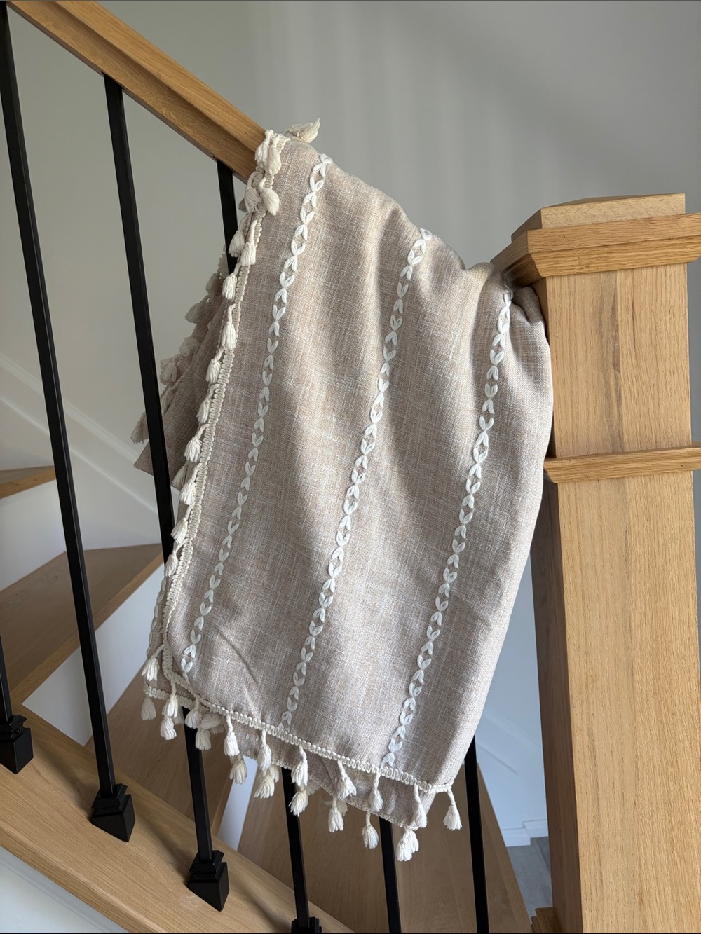 Beige Tassel Embroidered curtains set